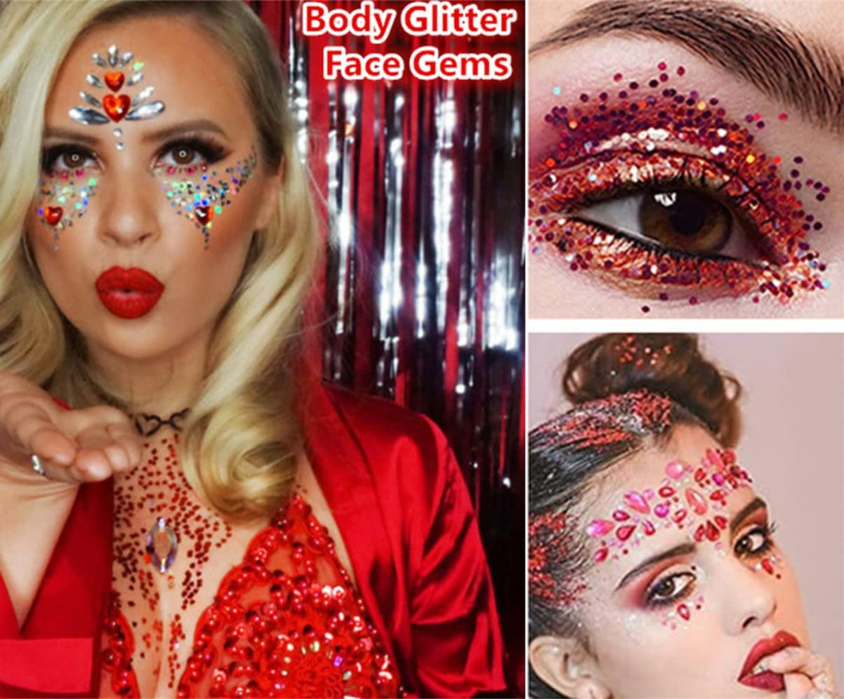 Go Ho glitter applied to eyelid, shows safe cosmetic sparkle and precision