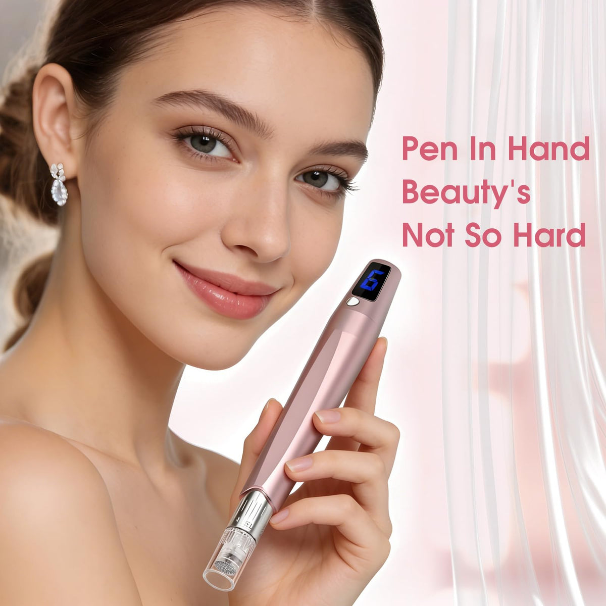Goanpebl derma roller held in hand showing scale and ease of use