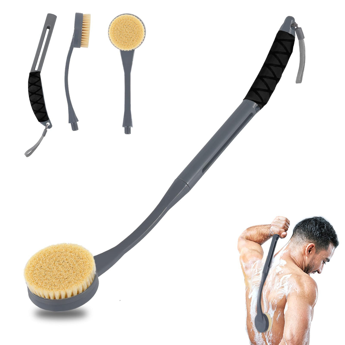 Gobetili front packaging showing grey long-handle brush and benefits