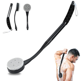 Gobetili full-length shower brush front view showing reach and design benefit