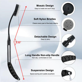 Gobetili long handle next to a ruler demonstrating 20.5 inch reach benefit
