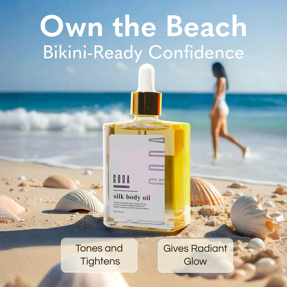 GODA applying oil to damp skin after shower for locked-in moisture