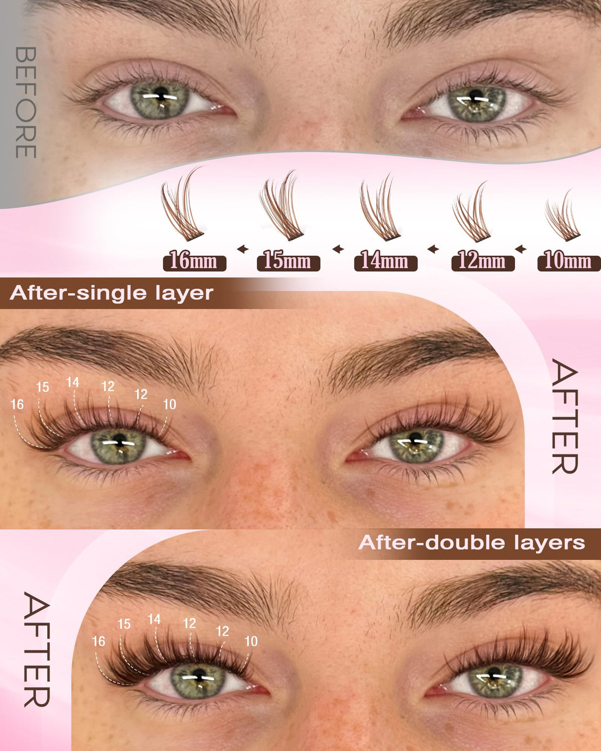 Goddvenus model wearing clusters demonstrating natural-looking, soft-glam eye enhancement