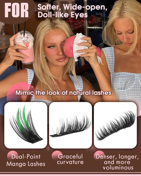 Goddvenus lash cluster applied on eye illustrating lifted C-curl effect