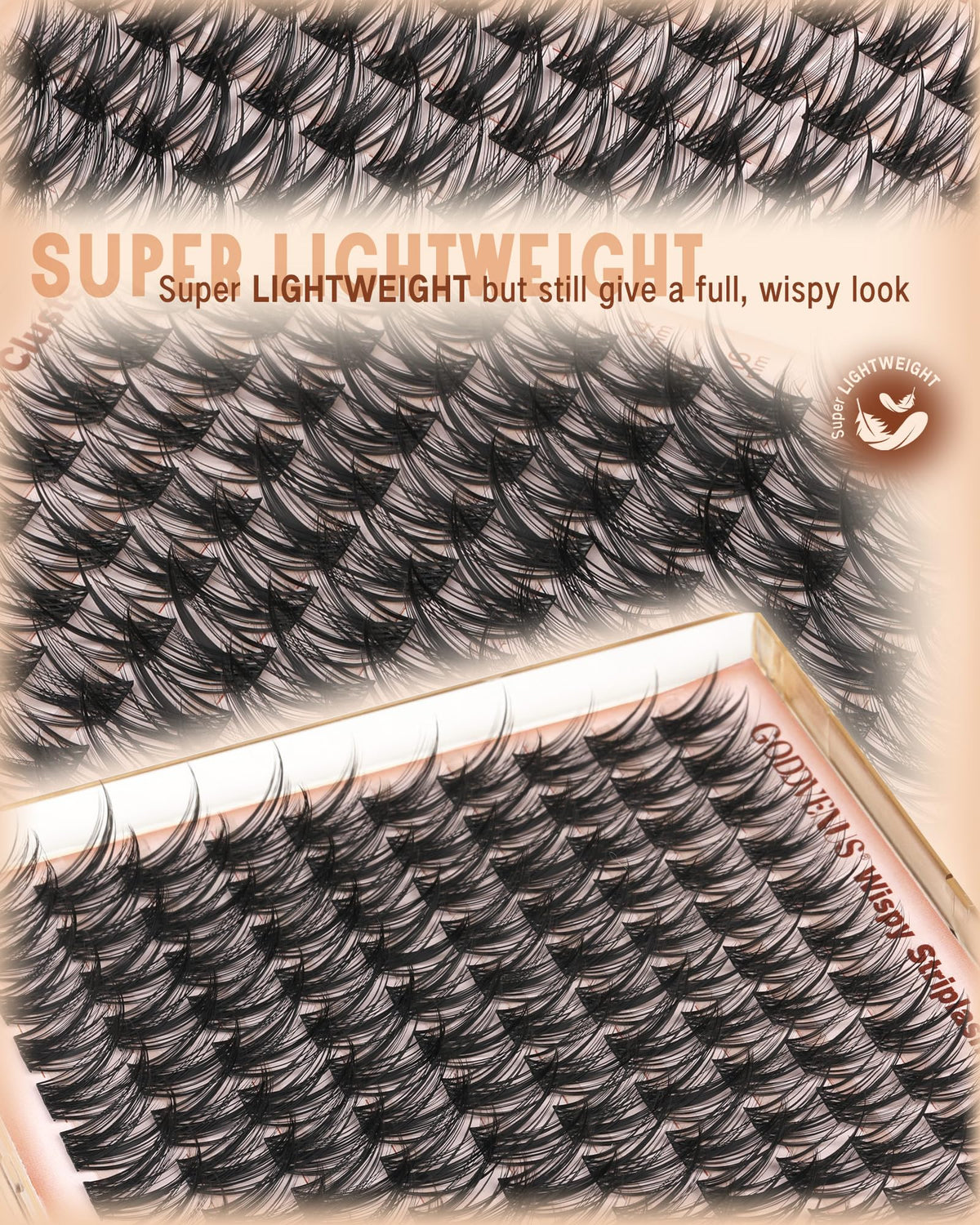 Goddvenus lash cluster bases ready for adhesive ensuring easy at-home application
