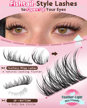 Goddvenus shorter bottom lash clusters displayed to complete full eye circle