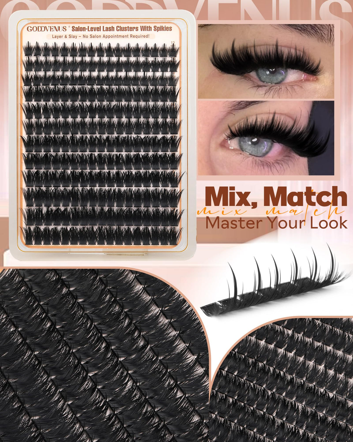Goddvenus close-up of spike tips highlighting textured, defined lash detail
