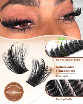 Goddvenus layout of cluster lengths 12–18mm for customizable eye shaping