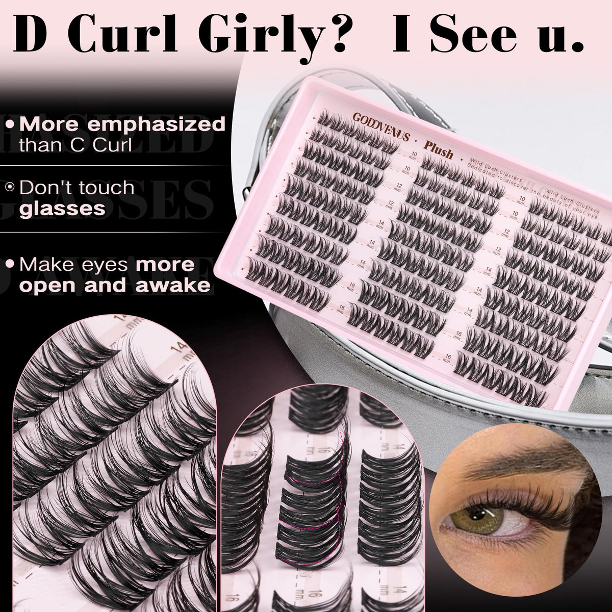 Goddvenus macro of lash cluster texture providing natural blend