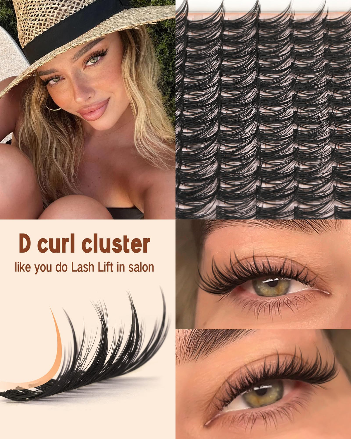 Goddvenus clusters applied on model demonstrating lifted cat-eye effect