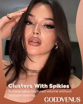 Goddvenus cluster close-up showing faux mink fibers and soft volumizing effect