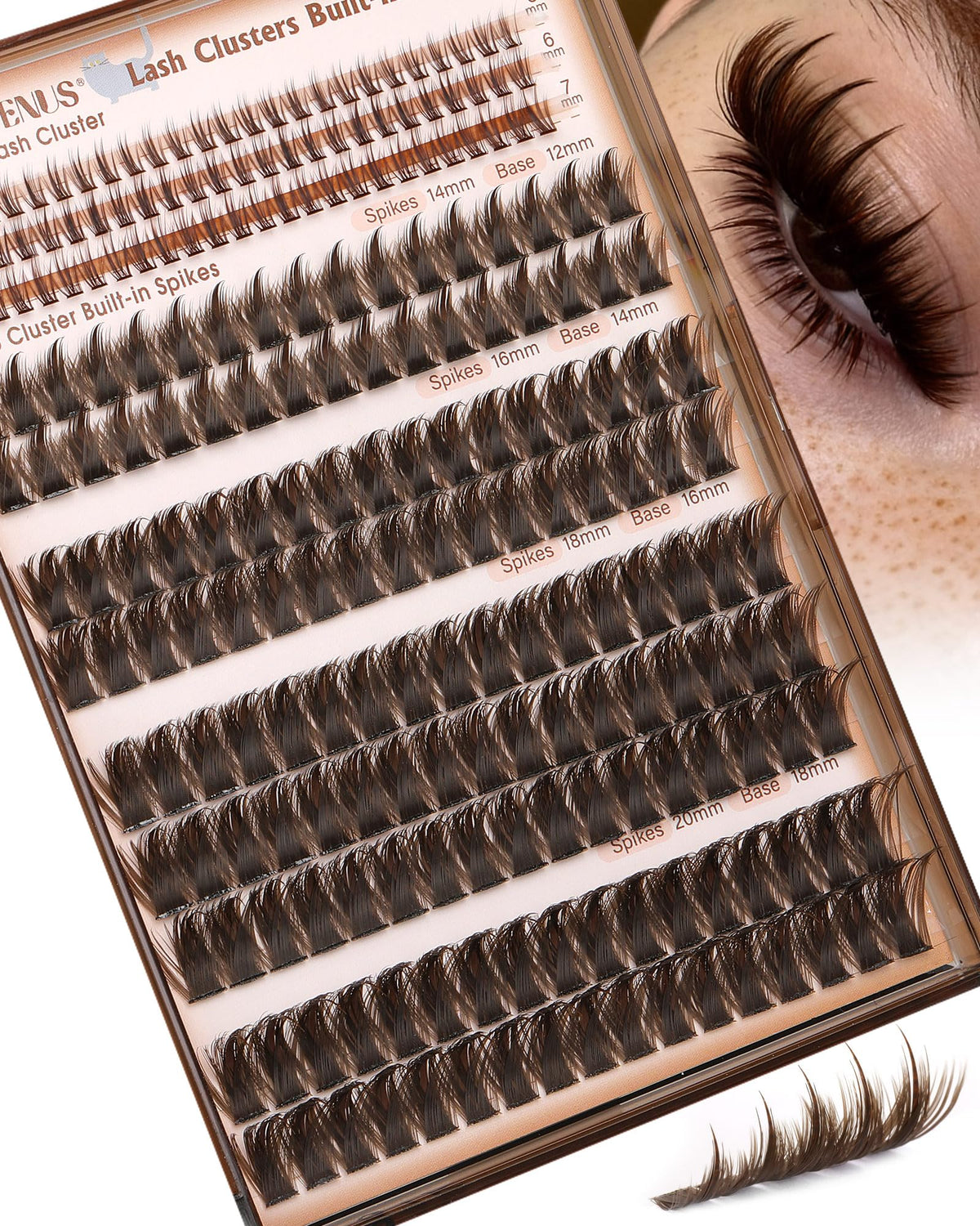 Goddvenus front packaging showing brown manga cluster set and quick application benefit