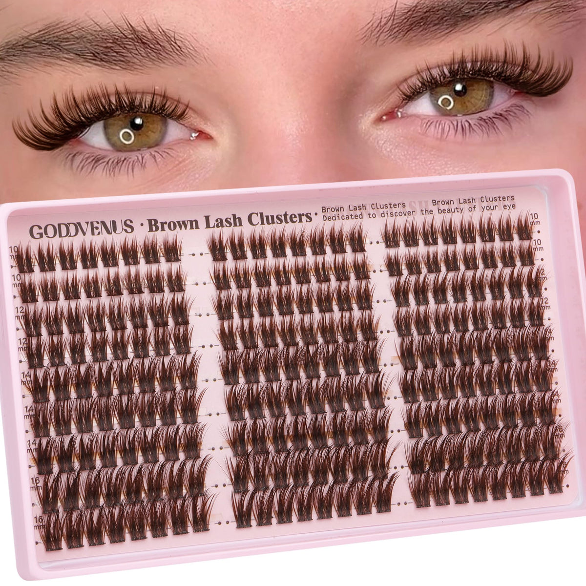 Goddvenus front packaging showing brown wispy clusters and product clarity