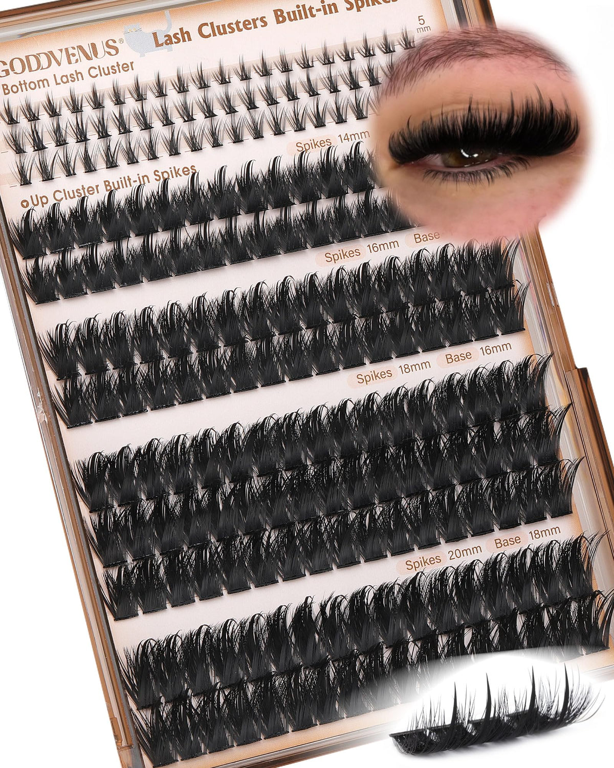 Goddvenus front packaging showing 213-piece cluster kit, easy dramatic volume