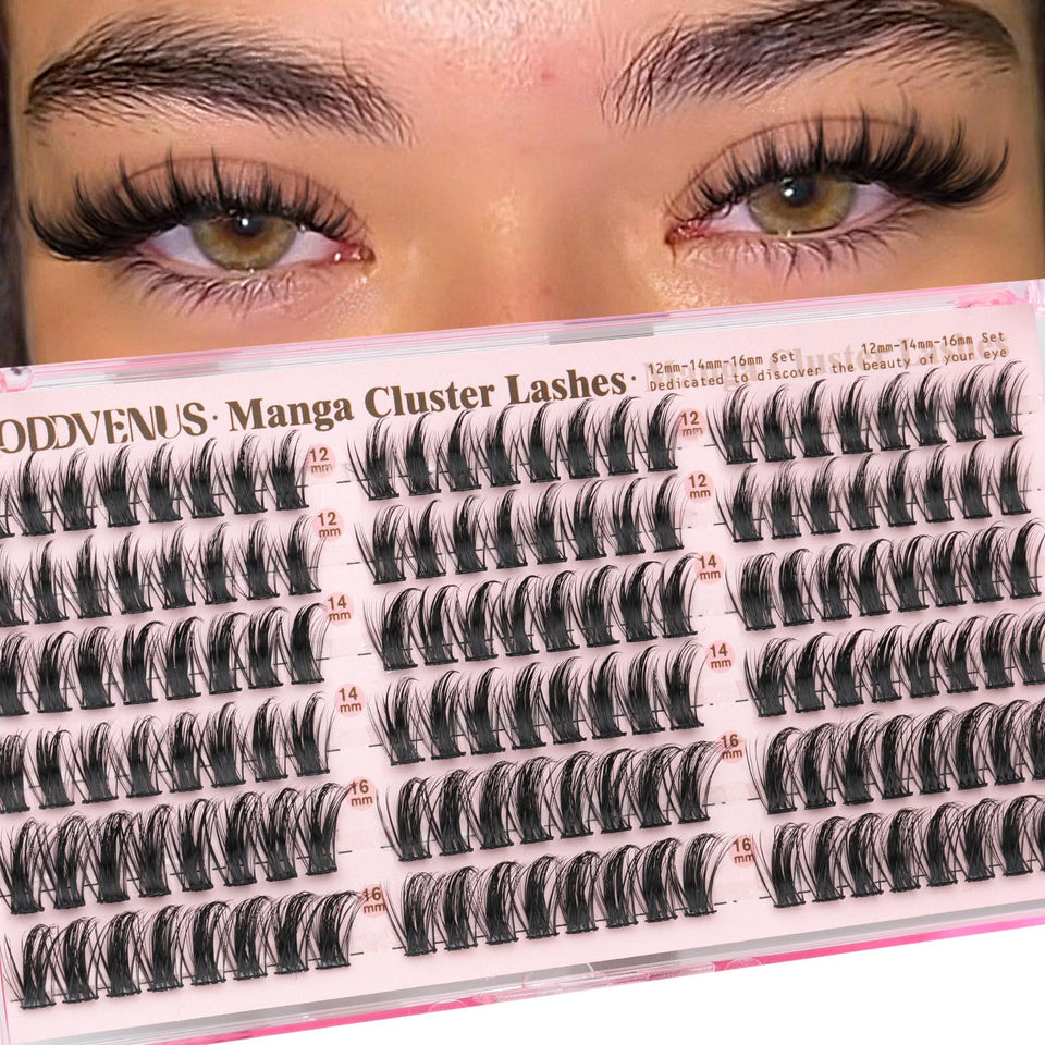 Goddvenus front packaging showing 144-piece cluster set and included lash maps, easy planning