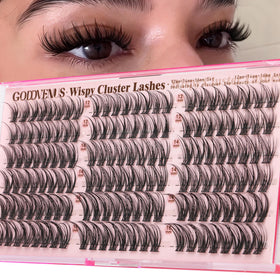 Goddvenus front packaging showing lash cluster set and curl options for easy selection