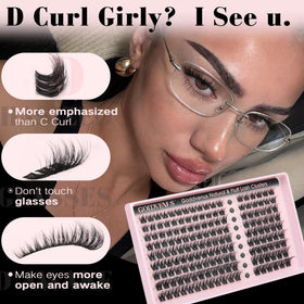 Goddvenus lash cluster being applied with tweezers, quick DIY convenience