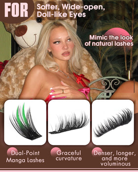 Goddvenus close-up of wispy manga lash clusters detailing texture