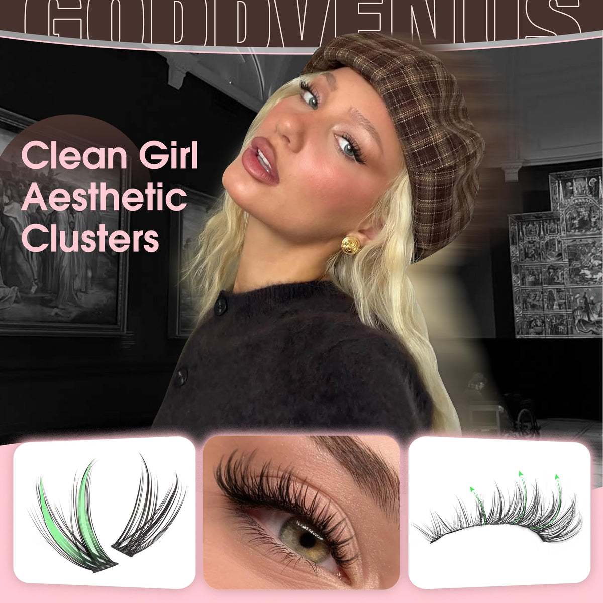 Goddvenus lash map display of 12mm 14mm 16mm pieces for customizable styling