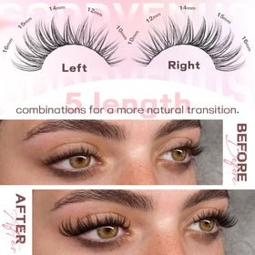 Goddvenus clusters applied on eye showing lifted C-curl for natural flutter