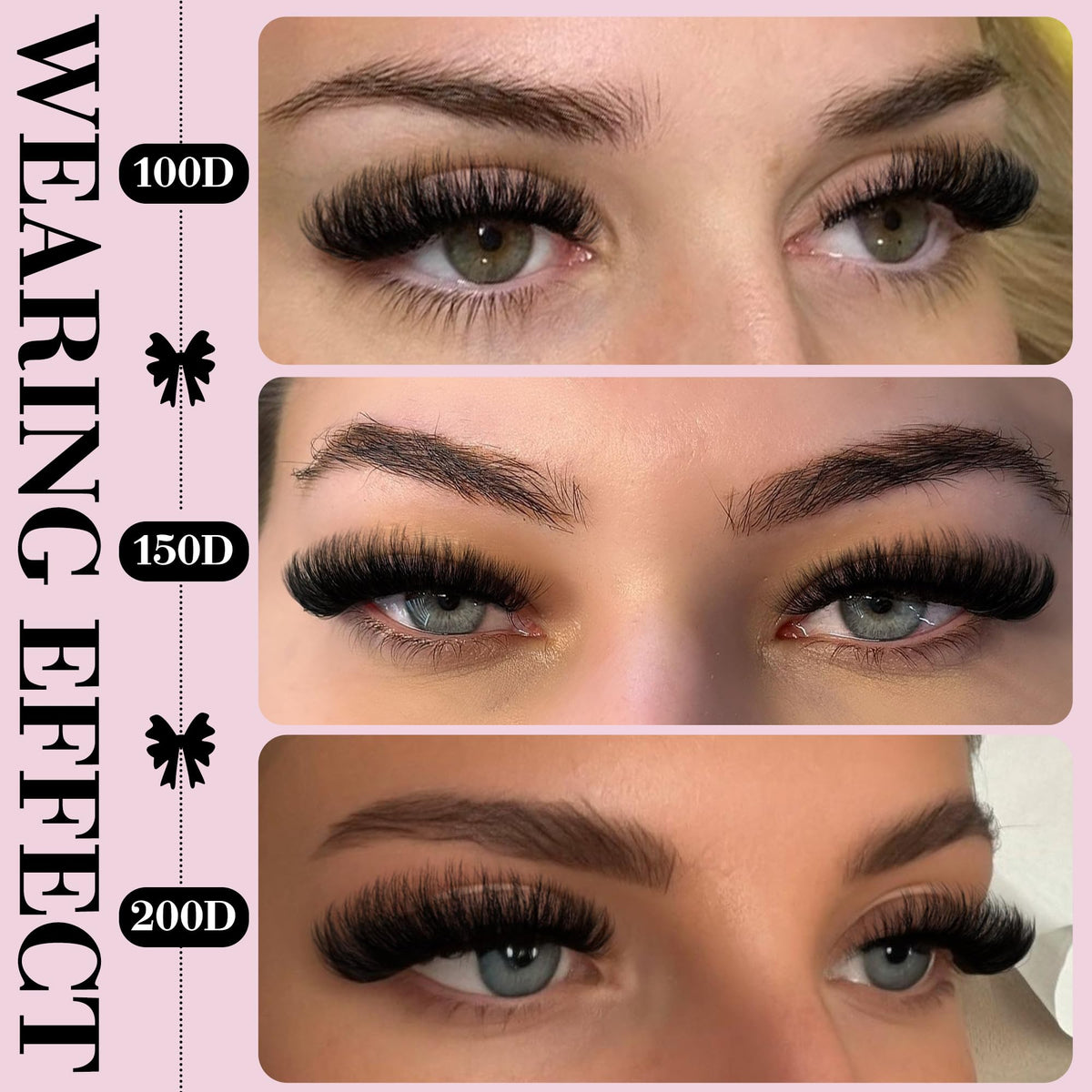 Goddvenus side-by-side length comparison 10mm to 16mm to choose correct lash length