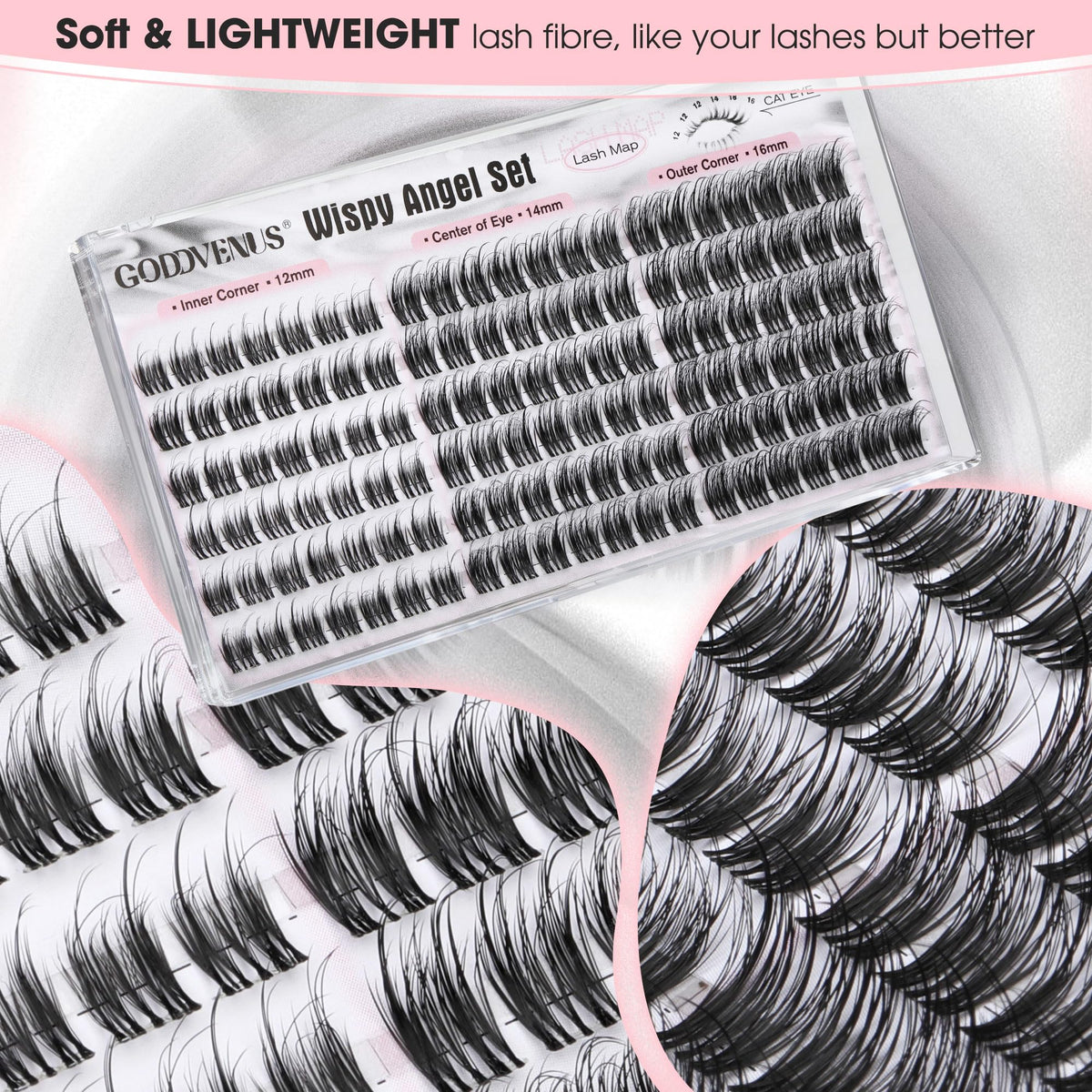 goddvenus length comparison of 12mm 14mm 16mm clusters for customized lash maps