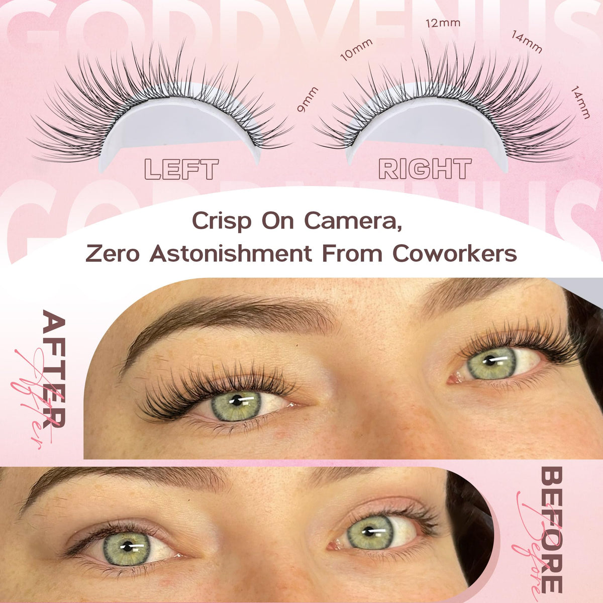 Goddvenus length comparison displaying 9–14mm graduated clusters for balanced shape