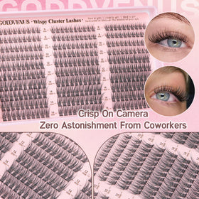 Goddvenus lifestyle image wearing clusters for natural day-to-night enhancement