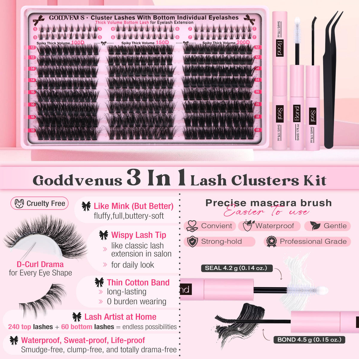 Goddvenus night out lifestyle model wearing full D-curl clusters for dramatic lifted eyes