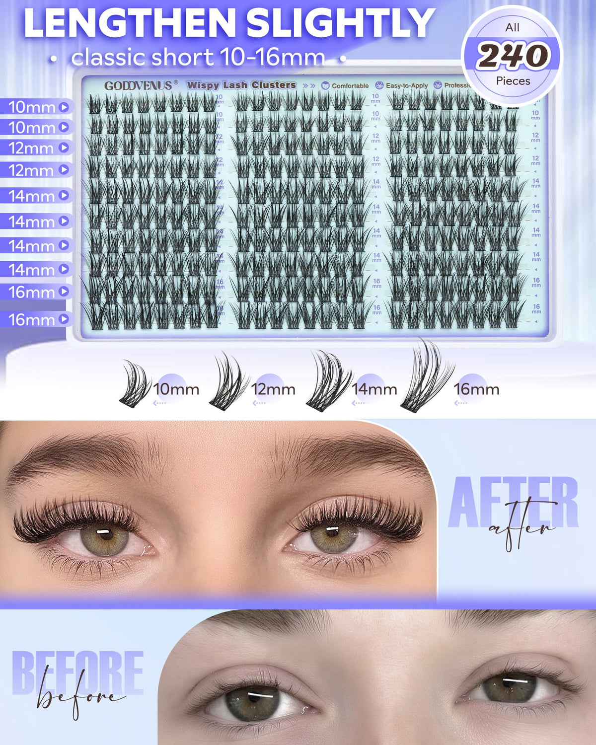 Goddvenus on model with subtle no-makeup lash enhancement and confident look