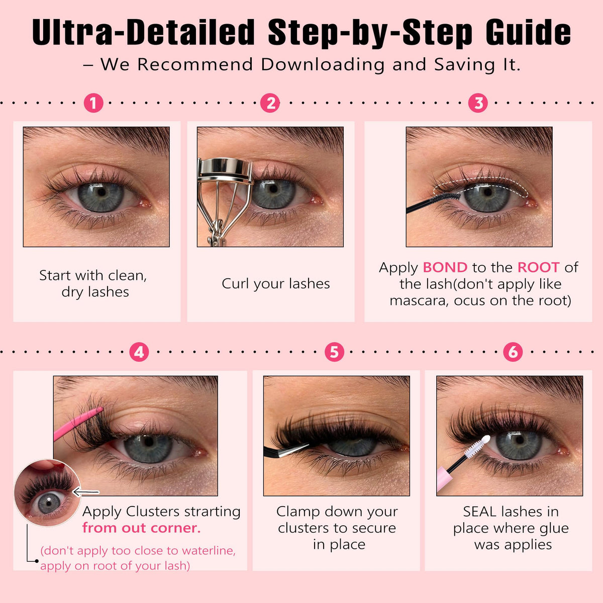 Goddvenus lash clusters next to ruler showing length options