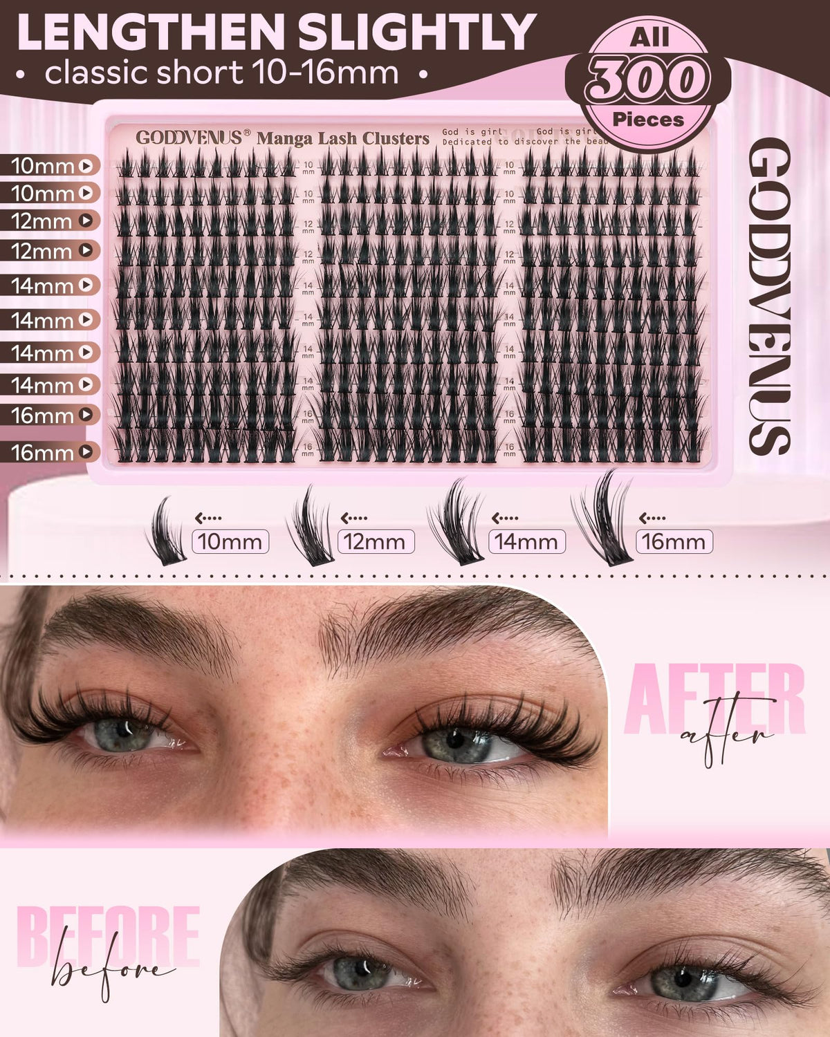 Goddvenus side profile worn lashes showing lifted anime-style effect