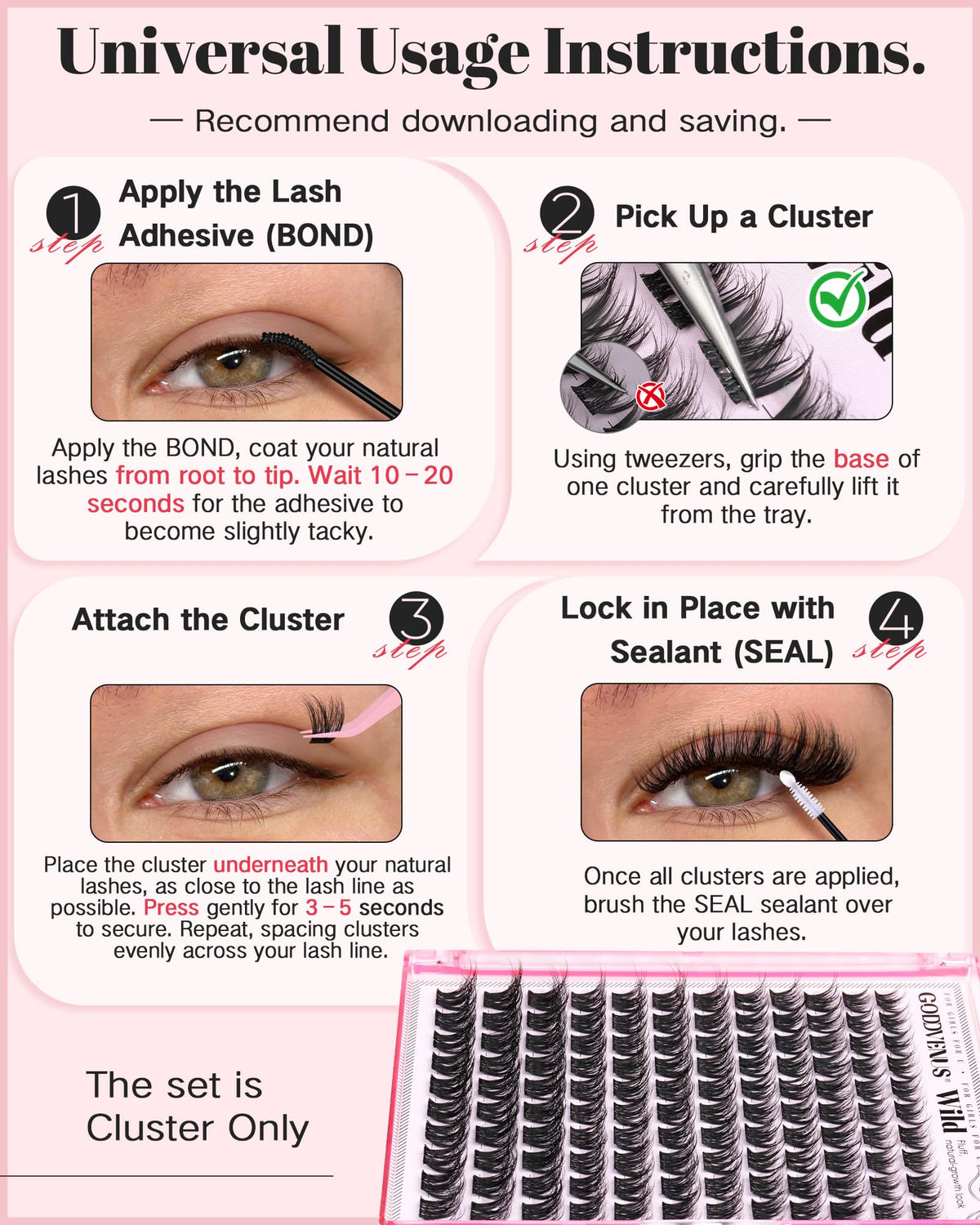 Goddvenus size comparison beside natural lashes for realistic scale