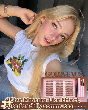 Goddvenus tweezers and clear bond adhesive displayed for precise application benefit
