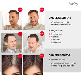 Godefroy application brush applying tint showing targeted gray coverage