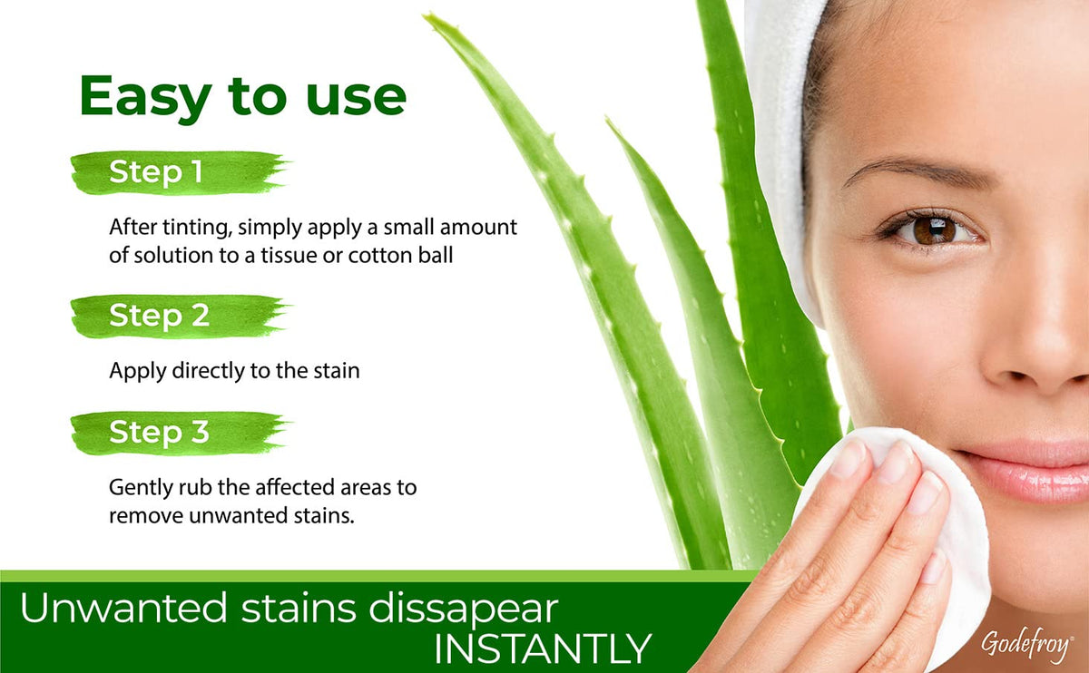 Godefroy applied to a cotton pad demonstrating precise spot removal of tint stains