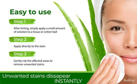 Godefroy applied to a cotton pad demonstrating precise spot removal of tint stains
