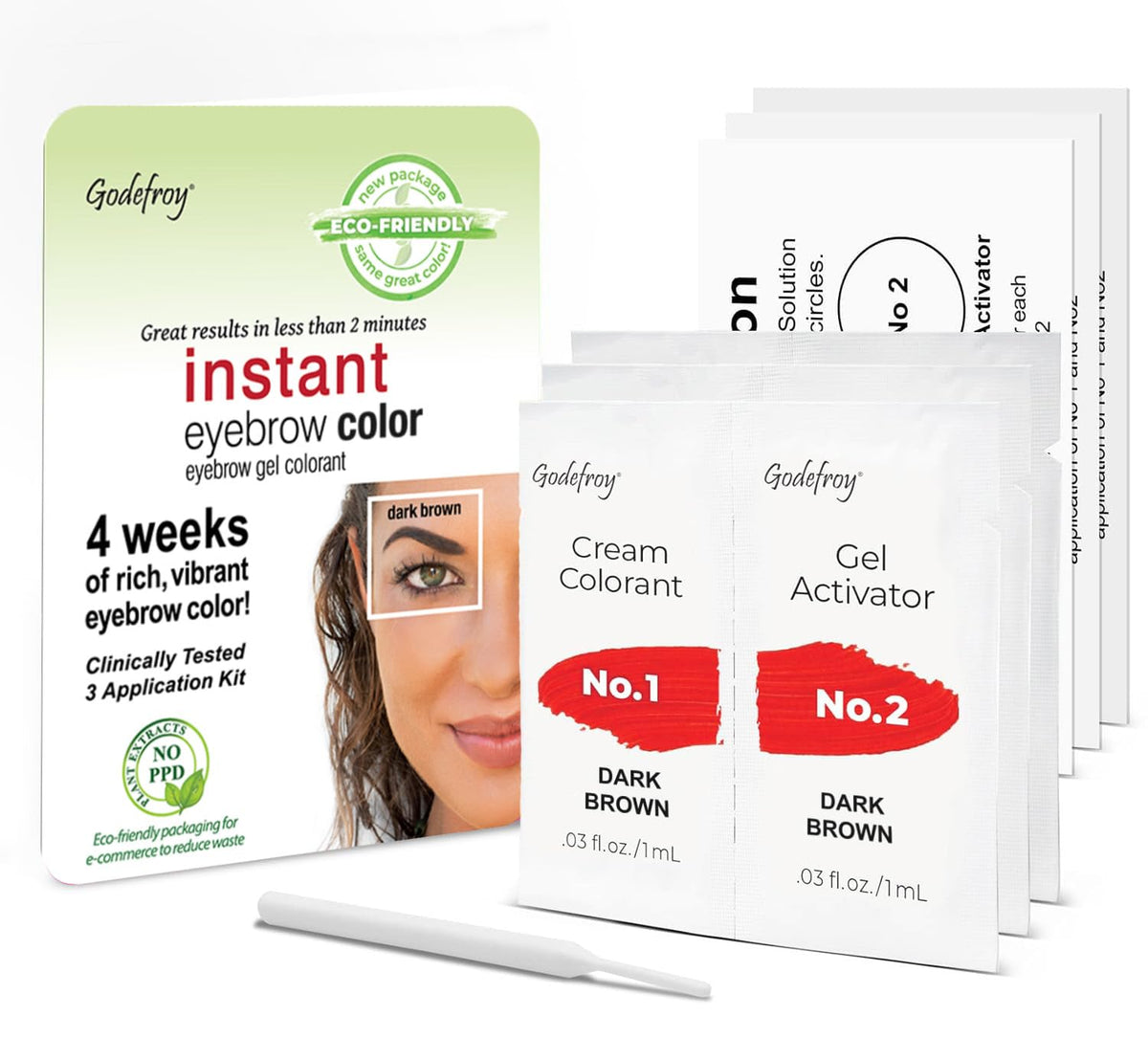 Godefroy front packaging showing compact three-application kit and convenience