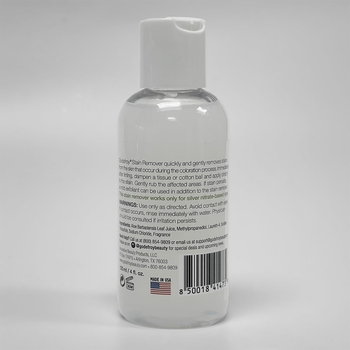 Godefroy close-up of remover texture highlighting aloe vera hydration and gentle formula
