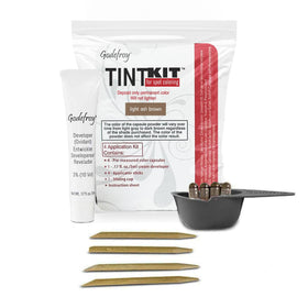 Godefroy front packaging showing light ash brown kit and four-application label for quick touch-ups