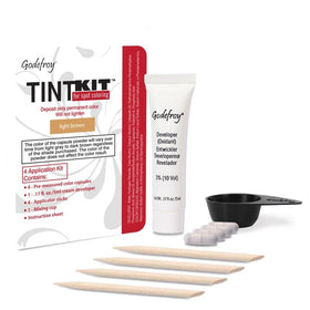 Godefroy front packaging showing light brown kit and compact design benefit