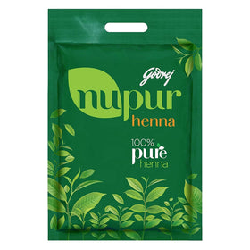 Godrej Nupur Henna front pouch showing branding and size benefit: natural herbal formula
