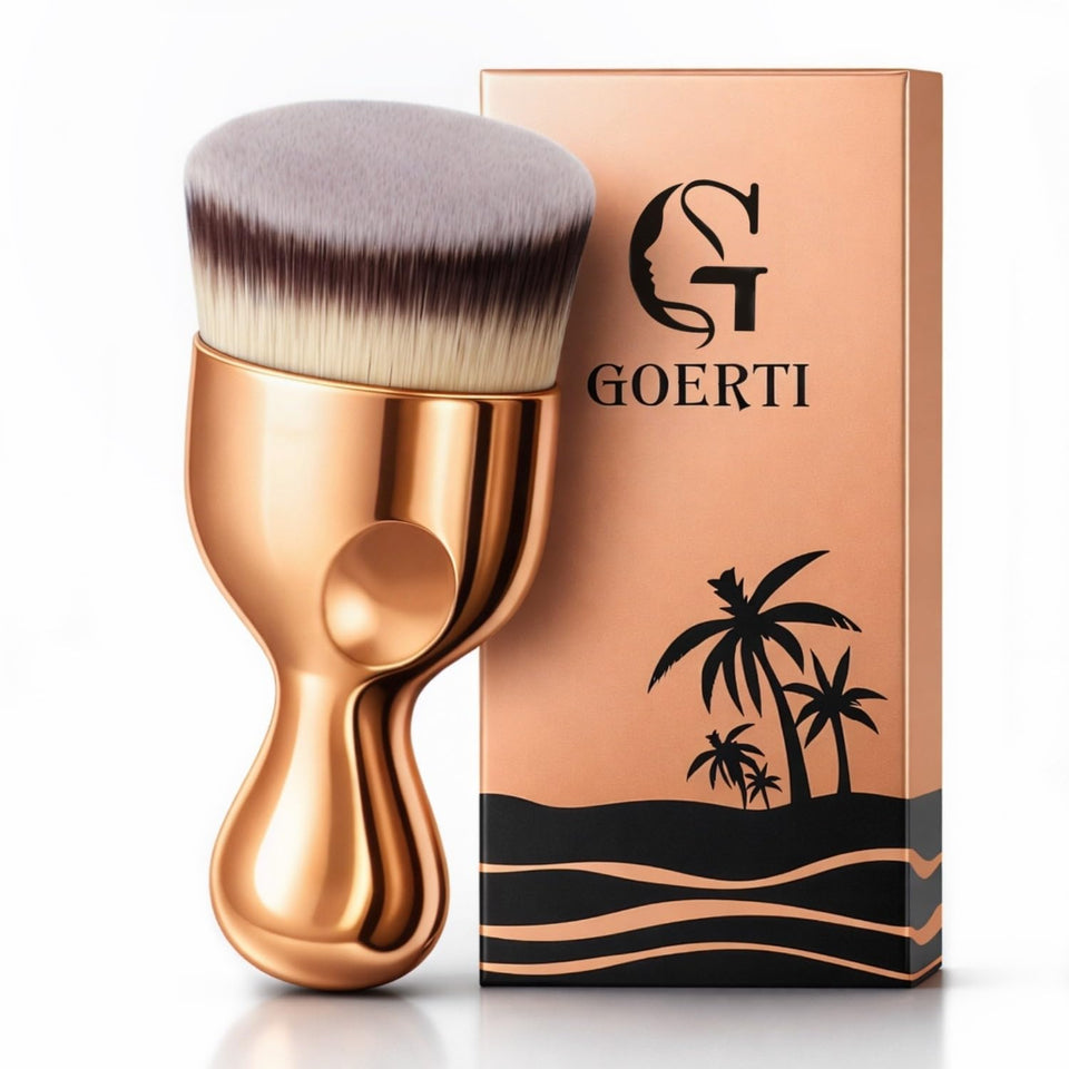 GOERTI angled kabuki brush front view showing wide angled head and smooth finish