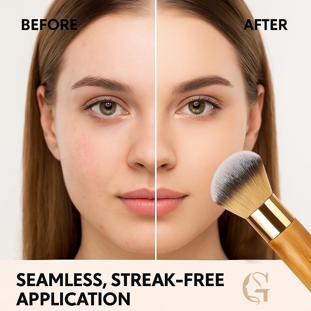 GOERTI brush applying tan on arm showing coverage and size comparison benefit