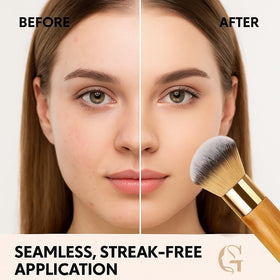 GOERTI brush applying tan on arm showing coverage and size comparison benefit