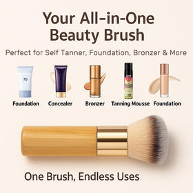 GOERTI brush picking up tanning mousse showing controlled product pickup benefit