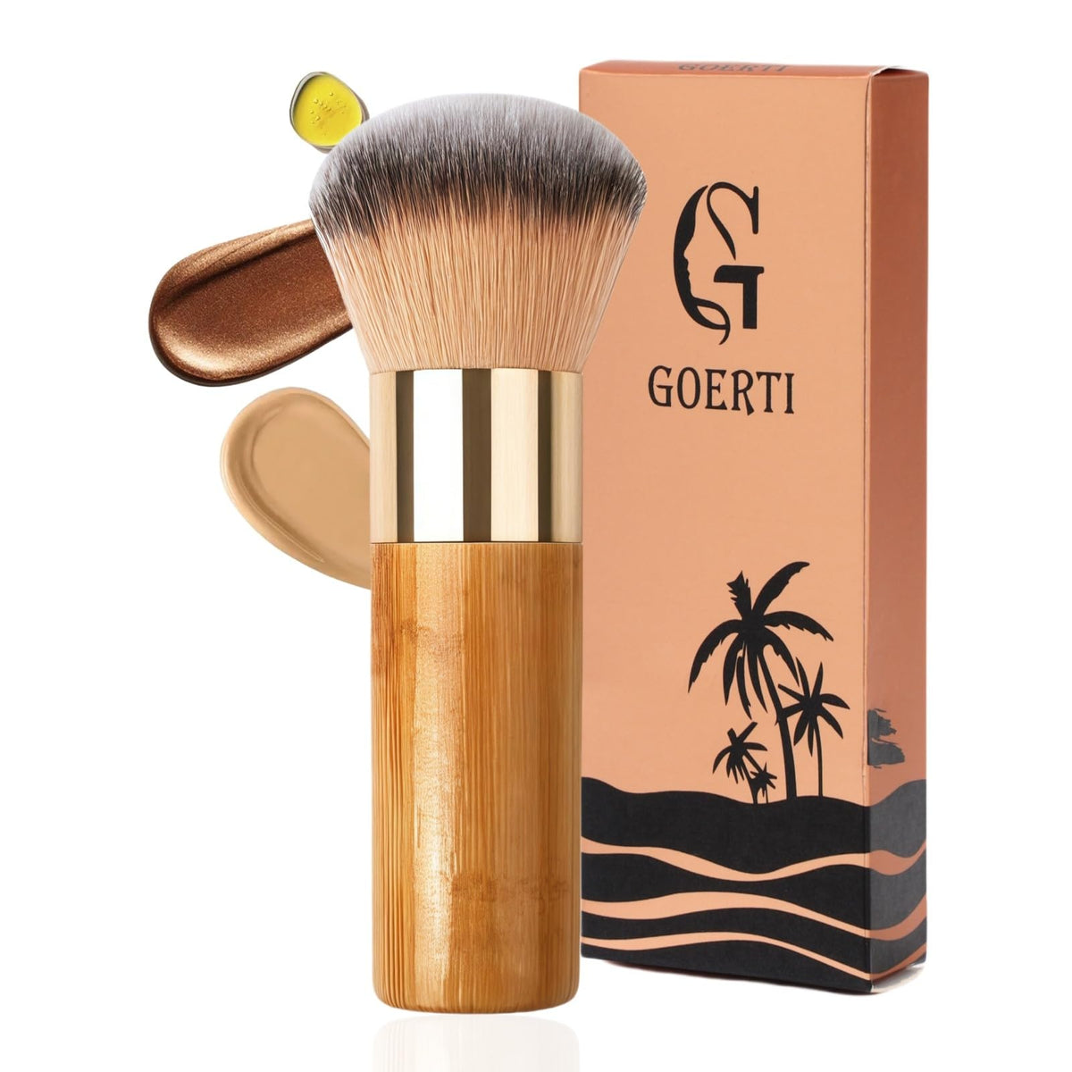 GOERTI kabuki brush front view showing full head and handle for even coverage