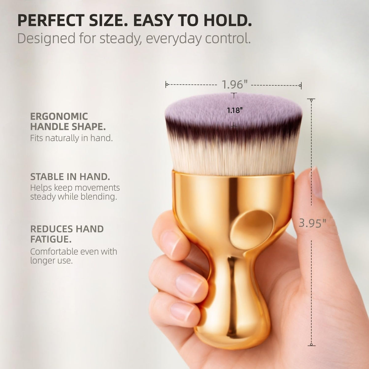 GOERTI brush size comparison with coin illustrating travel-friendly compact scale