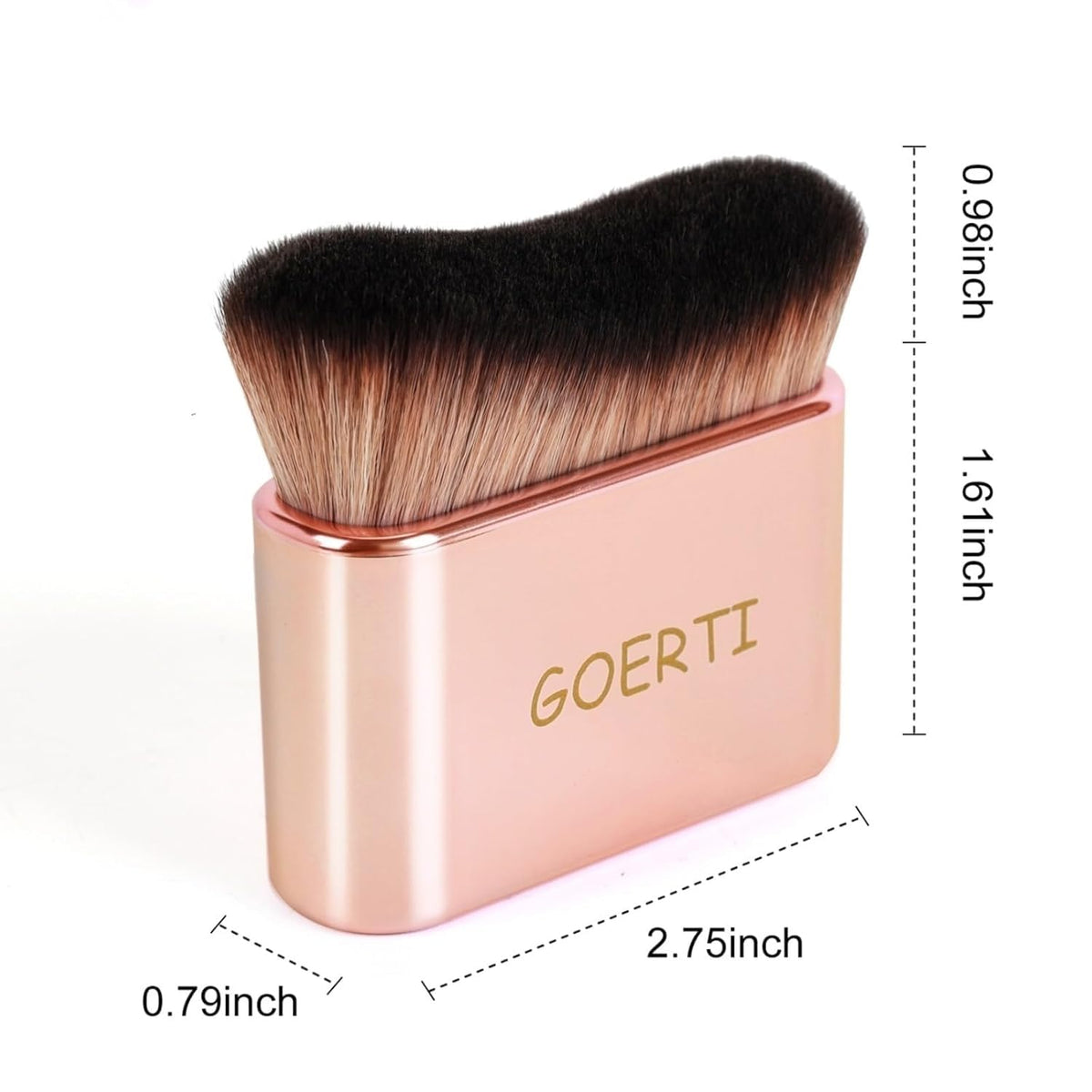 GOERTI brush held in hand to show size and ergonomic handle for comfortable control