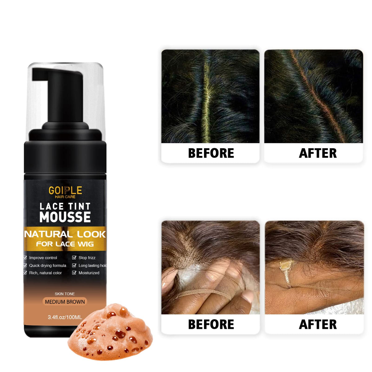Goiple adhesive and remover bottles displayed for secure removal and hold